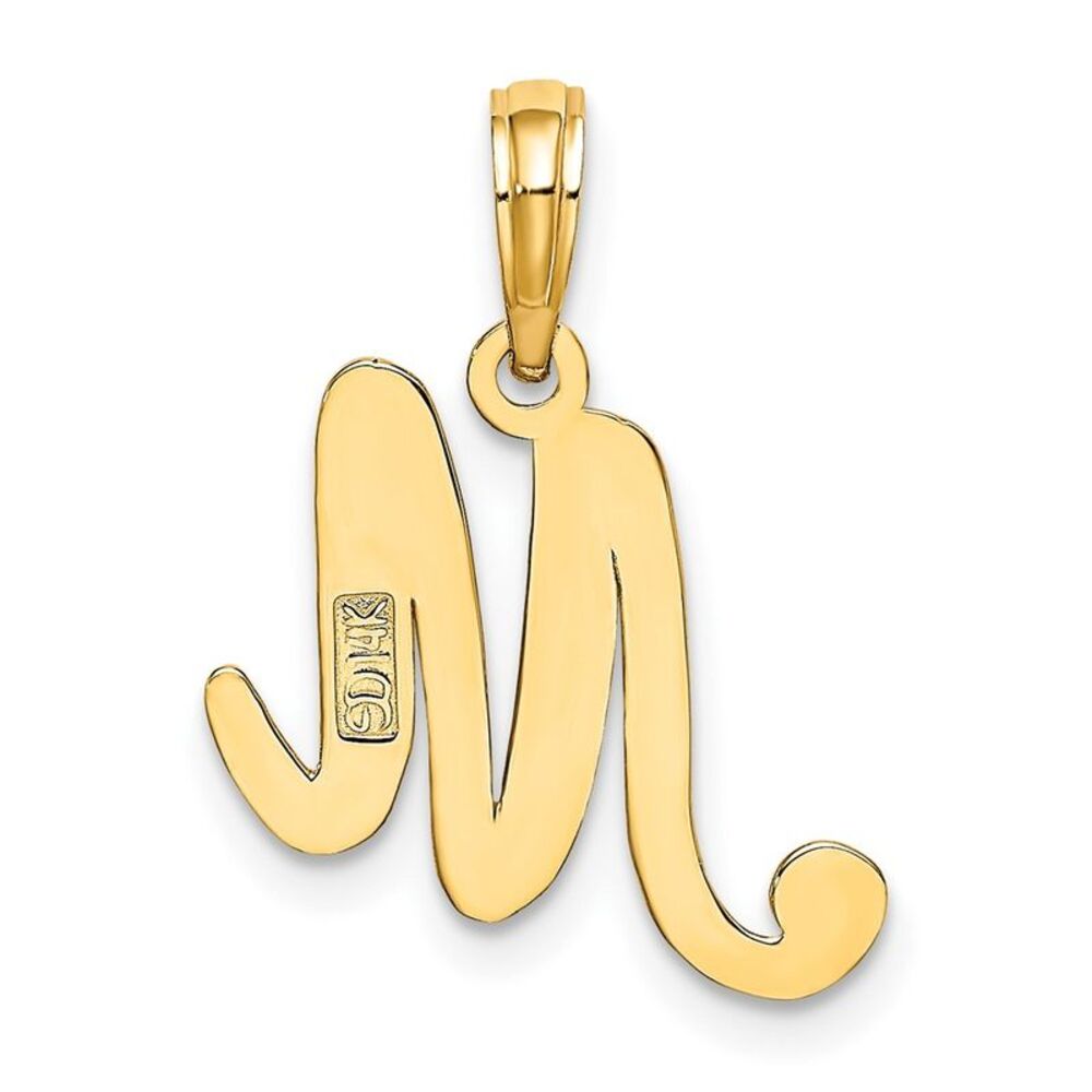 10k Yellow Gold Polished M Script Initial Charm - image 4